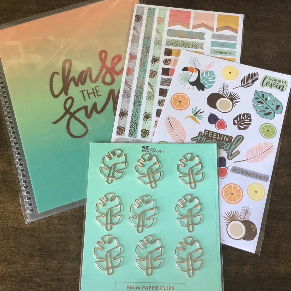 ERIN CONDREN LOT cover, stickers, paper clips
